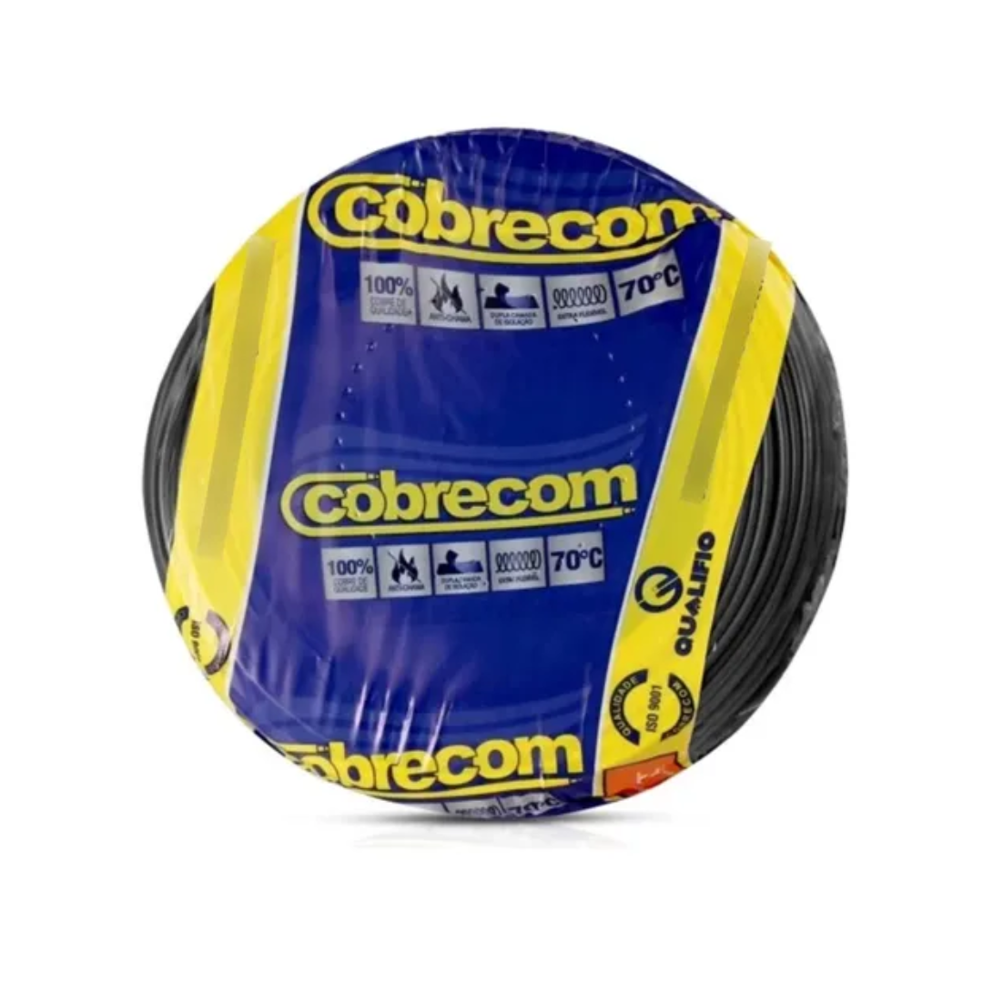 Cabo Flexível 1x4mm 100m Preto Cobrecom