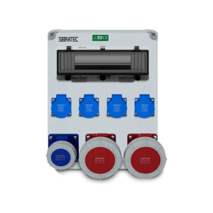 Painel De Tomadas Industrial Obra - Montado Com Disjuntores - 7 tomadas